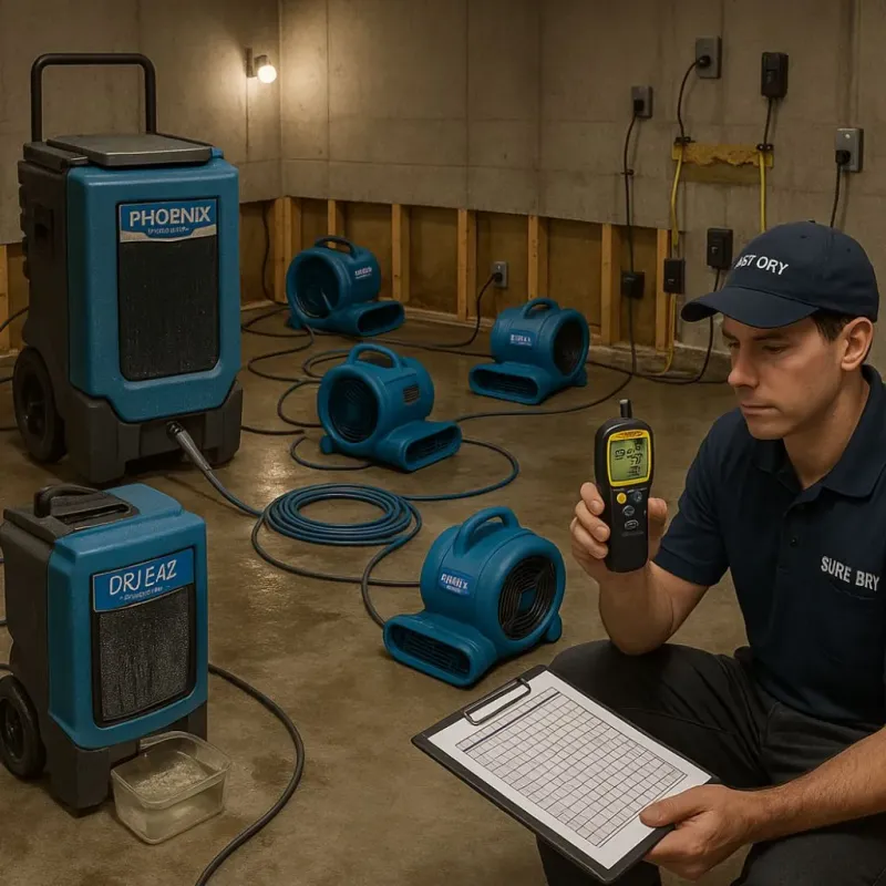 Structural Drying and Dehumidification process in Whittier, CA